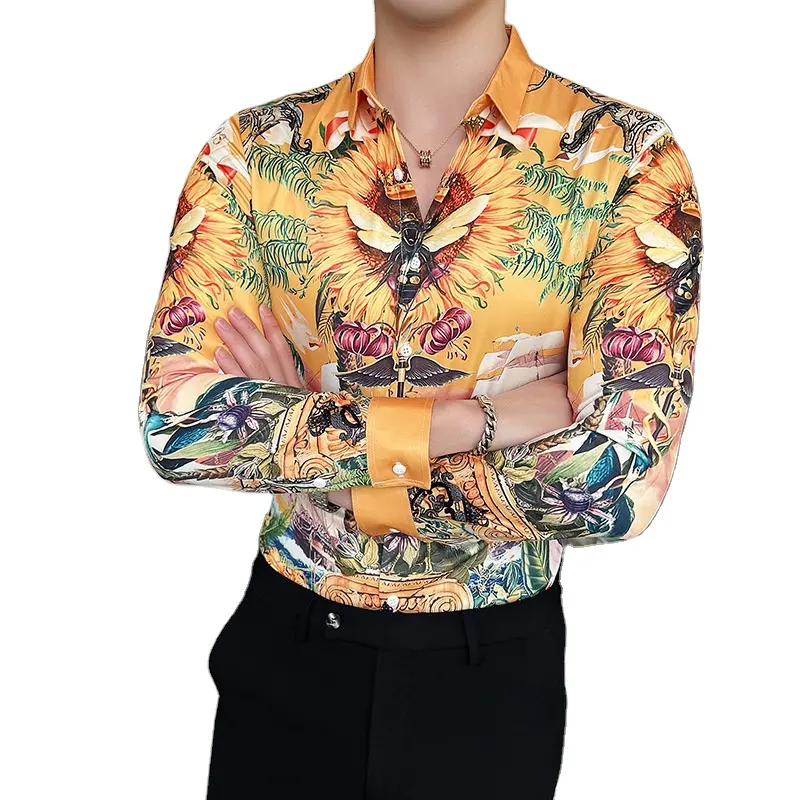 Мужская рубашка 2024 SS с 3D принтом, повседневные футболки с длинным рукавом, Мужская модная одежда, на заказ