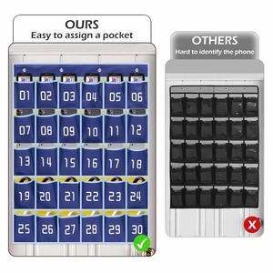 30 <b>Numbered</b> Classroom Pocket Chart with Phone and Calculator Holder Wall <b>Door</b> Organizer for Office & School Supplies - Product Image 4
