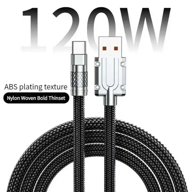 High Quality Type C Usb Cable Fast Charging 120w Usb C Charging Cable Nylon Braid 6a Data Cable
