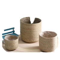 Fait à la main de 12 pouces petite corde de paille tissé Paneer moule fleurs extérieur noix de coco planteur enfants mur jouet pour application de jardin