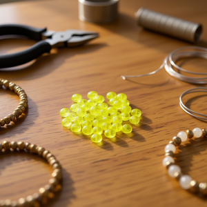 Ilan Abalorios Perline trasparenti gialle da 10 mm da 15 g per la creazione di gioielli - Product Image 3