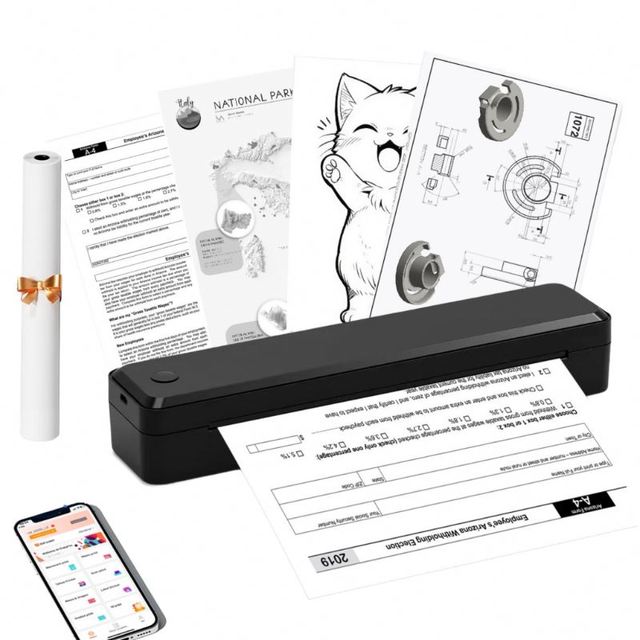 Wireless Inkless Thermal A4 Portable Mini Printer 1500mAh for Interface for Phone Computer Travel Free APP Stock 2-Year