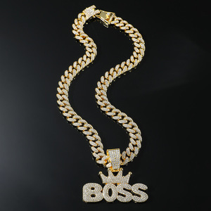 Nuevo Collar de Cadena Cubana Chapado en Oro y Plata Estilo Hiphop de Lujo Ligero para Hombre con Colgante de Aleación de Letra Corona, Joyería de Moda - Product Image 3