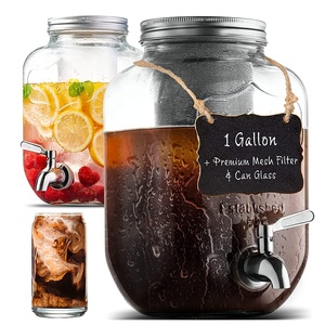 Produttore di caffettiera a freddo da 1 gallone con filtro a rete caraffa per Dispenser di bevande in barattolo di vetro con rubinetto in acciaio inossidabile - Product Image 1