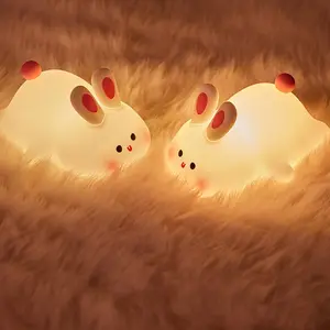 Hot Sale Wiederauf ladbare LED Soft Touch Silikon Kinder Nachtlicht Bunny Lampe Leuchten Silikon Tier Nachtlicht