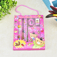 Ensemble de papeterie de dessin animé Sentu STSS003, boîte de 6 pièces (règle, cahier), emballage en boîte de couleur, logo personnalisé, design mignon, pour étudiants et écoles