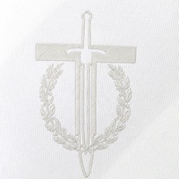Cravates personnalisées en polyester avec logo tissé, blanches, pour hommes, motif épée, fournisseurs chinois en gros