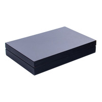 Boîte de présentation de pièces de monnaie rectangulaire en bois/MDF noir brillant à 5 emplacements, avec charnières en L, personnalisable, emballage artisanal de luxe, cadre photo