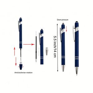 Stylo bille à encre gel métallique personnalisé à bas prix avec logo, pour écriture manuscrite et écran tactile, finition mate - Product Image 2