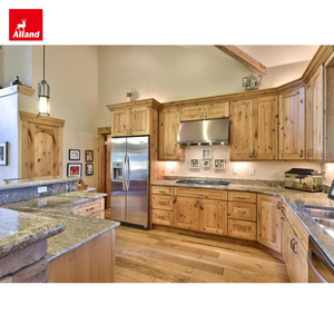 Ensemble complet d'armoires de cuisine murales hautes en <span class=keywords><strong>bois</strong></span> de pin de style européen moderne modulaire Alland avec robinet - Product Image 4