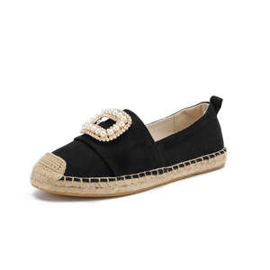 2023 Design personalizzato di fabbrica Super <span class=keywords><strong>espadrillas</strong></span> per le donne scarpe da pescatore con testa in <span class=keywords><strong>paglia</strong></span> di cristallo con chiusura quadrata a diamante - Product Image 1