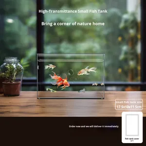 Aquarium van acryl met hoge helderheid - glazen look met deksel, voor goudvis, <span class=keywords><strong>betta</strong></span> en kleine vissen - Product Image 6