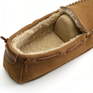 Groothandel OEM/ODM Dames Bruine Kunstbont Voering Mocassins Slippers Zachte Pluche Voering Antislip Zool Winterschoenen voor Thuis - Product Image 5