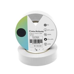 Cinta aislante de PVC blanca de 19 mm x 20 m, flexible y duradera, ideal para instalaciones eléctricas y protección de conexiones. - Product Image 1