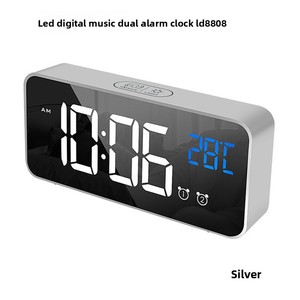 Có thể điều chỉnh khối lượng sạc Led âm nhạc kỹ thuật số Đồng hồ 13 bài hát 2 Độc Lập Báo động gương hiển thị Thạch Anh Phong trào để sử dụng nhà - Product Image 2