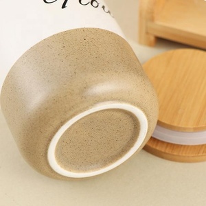 Glasierte Keramik-Vorratsdosen-<span class=keywords><strong>Set</strong></span>, Luftdichte Behälter mit Bambusdeckel für Kaffee, Tee, Zucker & Gewürze, Küchenorganisation - Product Image 4