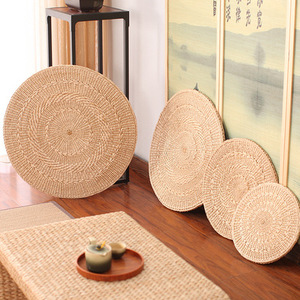 Futon en rotin tissé à la main, tapis de yoga, siège <span class=keywords><strong>rond</strong></span> en paille épaisse, <span class=keywords><strong>coussin</strong></span> de siège en paille tissée - Product Image 5