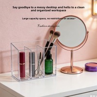 Organisateur de cosmétiques moderne et minimaliste en plastique à trois compartiments Shangyoujia, transparent, pour bureau et coiffeuse