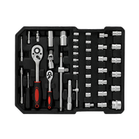 Ensemble complet de 187 outils de mécanique automobile avec clés à douille et boîte à outils, sur chariot manuel