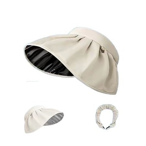 Chapeau Visière Anti-UV Femme UPF50+ Double Couche Pliable pour Plage et Extérieur Été Couleur Unie - Product Image 2