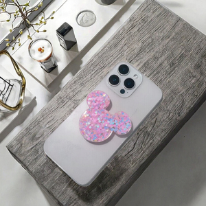 Factory Price Clear Glitter Stand Heart-Shaped Mobile Phone Holder with Falling Glue Effect Phone Grip and <strong>Socket</strong> - Product Image 3