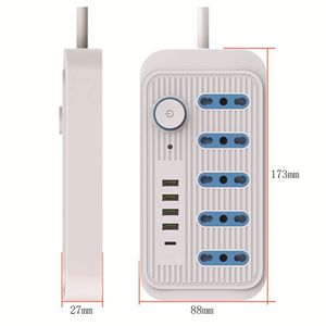 Multipresa 220 Volt con 5 Prese e 4 Porte USB, Prolunga Retrattile con Porta Type-C, Prese per <span class=keywords><strong>Bagno</strong></span> - Product Image 1