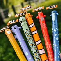Stylo Gel Effaçable à Mécanisme Rotatif Motifs Animaux Marins (Pufferfish, Hippopotame, Pieuvre, Poisson-Pieuvre, Homard, Baleine) Encre Bleue – Cadeau Scolaire