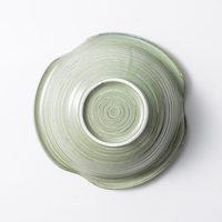 Vaisselle en céramique de style japonais, couleur vert haricot, bords doucement incurvés, vaisselle de table, excellent bol à soupe en porcelaine thermique