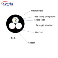 ASU PBT lâche Tube conducteur de verre fibre optique G652D monomode 24 câbles de base 80M longueur d'envergure