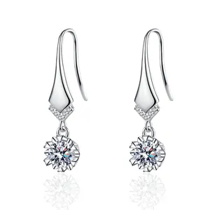 硅石钻石925纯银耳环优雅气质雪花硅石耳环