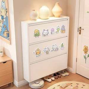 Minimalist White Flip <b>Shoe</b> Cabinet, 3 Drawer Narrow Steel <b>Shoe</b> Rack, Tipping Bucket <b>Shoe</b> Organizer for Home - Product Image 1