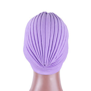 <span class=keywords><strong>Vente</strong></span> en gros - Nouveauté : Turban de nuit noué pour femme, bonnet chimio uni style musulman indien pour femmes - Product Image 4