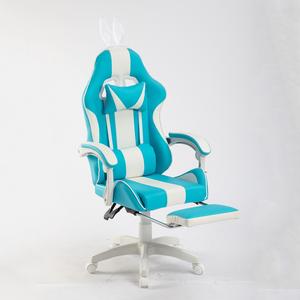 Chaise de jeu E-sport bleu ciel adorable et mignonne pour chambre et bureau, avec oreilles de lapin et repose-pieds - Product Image 5