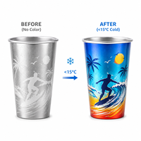 Gobelets personnalisés à changement de couleur 600 ml, tasses réutilisables en métal aluminium, gobelet à bière personnalisé pour la publicité