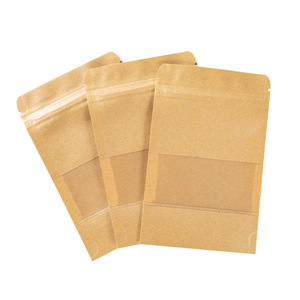 Best Price High Quality Packing 2 Layer Brown <b>Pouch</b> Food Grade Stand up Kraft Paper Bag With Clear Window - Product Image 6