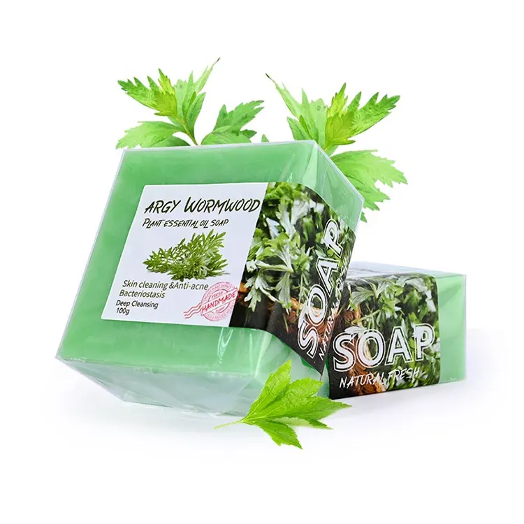 Nueva llegada a base de hierbas aroma débil Argy ajenjo Extect jabón hecho a mano etiqueta privada personalizada blanqueamiento de la piel y barra de jabón nutritiva