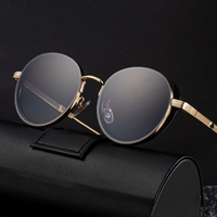 Lunettes de soleil rondes vintage rétro en métal de marque Partagas, protection UV400, pour hommes