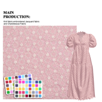 Tissu brodé floral 3D rose super doux en coton 100% tissé sur mesure en Chine pour robe de femme