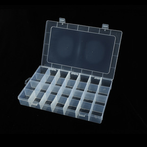 Transparent Storage Box 28 Compartment <b>Plastic</b> Jewelry Organizer Desktop Organizer With Cover For Daily Use - Product Image 3