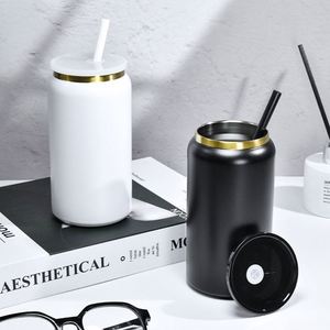 Promotion Gift 16oz Stainless Steel Vacuum Coffee Cup Insulated Tumbler Mason Cup <b>with</b> Custom Color <b>Straw</b> Lid for Smoothie Beer - Product Image 1