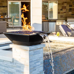 يتميز حريق الحديقة والمياه في الهواء الطلق Corten Steel Gas Waterfall Bowl Bowl - Product Image 4