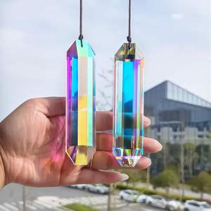 Suncatchers kristal pembuat pelangi cerah warna-warni liontin kristal Menara tongkat Aura malaikat pelangi alami persegi panjang - Product Image 4