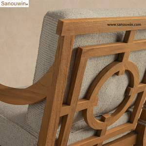 Conjunto de Sofá y Silla Giratoria de Teca Moderna para Exteriores con Diseño Portátil y Cómodo y Espuma de Secado Rápido para Jardín o Patio al Estilo <span class=keywords><strong>Inglés</strong></span> Clásico - Product Image 4