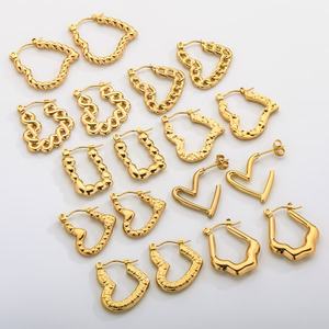 Pendientes de Acero Inoxidable con Baño de Oro de 18K, Diseño Geométrico, Unisex, Venta al Por Mayor QX - Product Image 4