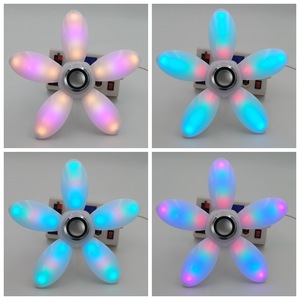 Thông minh bóng đèn 45 Wát RGB âm nhạc Sync <span class=keywords><strong>LED</strong></span> năm lá Fan <span class=keywords><strong>Dimmable</strong></span> <span class=keywords><strong>E27</strong></span> cơ sở 360 ° deformable Loa ánh sáng cho Đảng chiếu sáng - Product Image 5