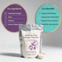 Collagène Marin Sans Additifs en Gommes Peptidiques avec Biotine et Vitamine C, Inodore, Favorise la Santé des Cheveux, de la Peau et des Articulations, Antioxydant, pour les Ongles