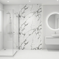 Panel de Pared para Ducha de PVC con Acabado UV, Mármol Blanco Carrara Galaxy, 1/1.2m, de la Mejor Calidad, Impermeable, para Decoración de Baños