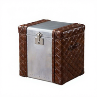 Personnalisé industriel pour coffre en cuir véritable aluminium antique salon côté armoire Table maison rangement coin armoire
