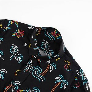 Chemise imprimée hawaïenne pour homme avec cocotiers colorés et vagues, motif transfert de chaleur intégral - Product Image 3
