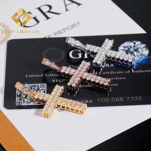 Zuanfa Jewelry New Design Iced Out Charms <b>Pendant</b> 925 Sterling <b>Silver</b> Hip Hop Fully VVS Moissanite <b>Cross</b> <b>Pendant</b> - Product Image 5